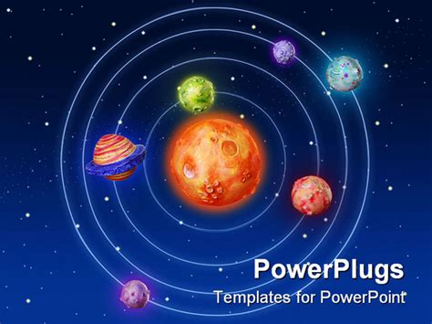 Powerpoint Template Solar System With Sun In The Center And Six