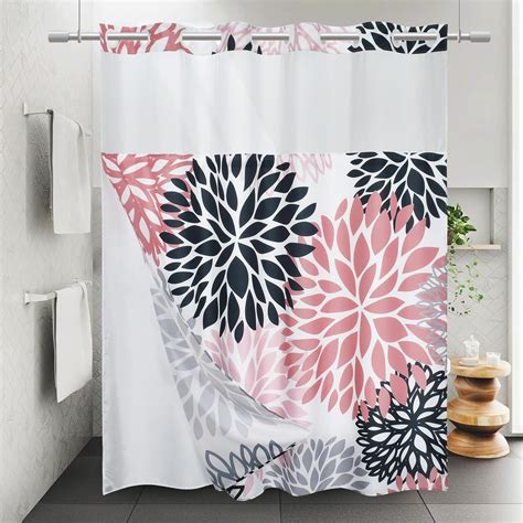 Amazon Withloc No Hook Shower Curtain With Snap In Liner Dahlia