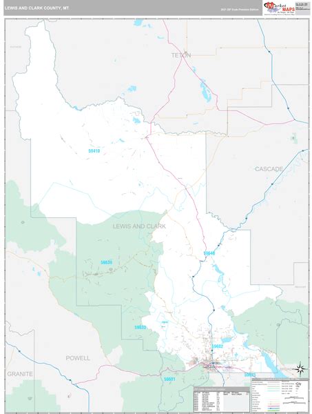 Lewis and Clark County, MT Wall Map Premium Style by MarketMAPS