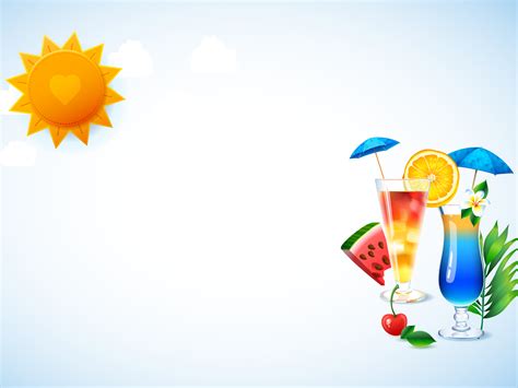 Cocktail Glasses Powerpoint Templates Food And Drink Summer Backgrounds