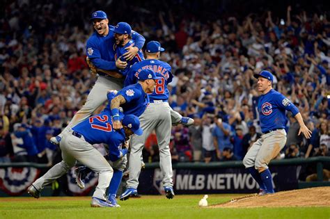 Photos of the Chicago Cubs Hugging After World Series Win