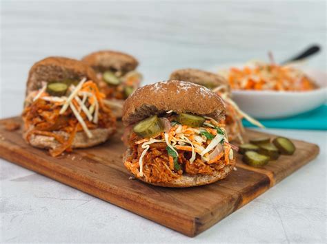 Slow Cooker Pulled Pork Burgers With Homemade Coleslaw Recipe Puregym