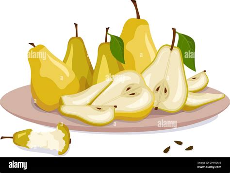 Pears On Plate Stock Vector Images Alamy