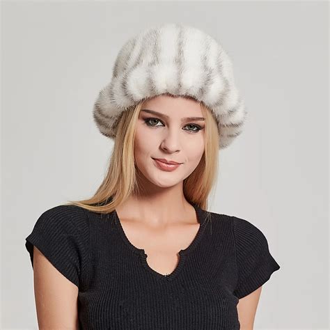 Fur Story Real Fur Hat Women S Real Mink Fur Cap Bucket Hats Natural