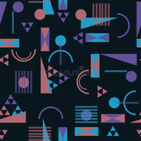 Seamless Geometric Pattern In Retro 80s Style Stock Illustration