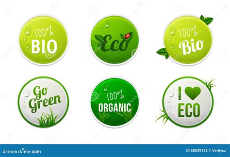 Sistema De Bio Eco Elementos Org Nicos De La Etiqueta Engomada