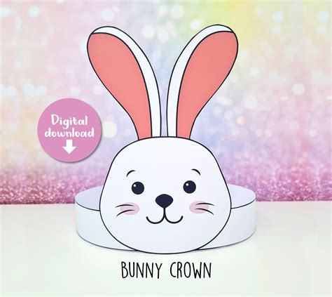 Bunny Crown Bunny Paper Hat For Kids Printable Birthday Crown Party