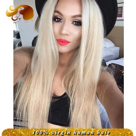 Alyssa 8a Best Brazilian Straight 613 Blonde Color Full Lace Wig With