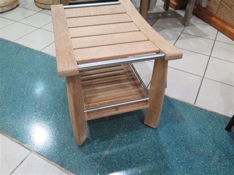 Frontgate Teak And Brushed Stainless Steel Shower Bench 24x17x19h