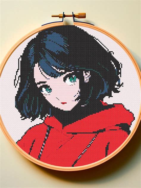 Anime Girl Cross Stitch Pdf Pattern Instant Download Japanese Etsy