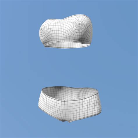 3D Model VM A0003 Strapless Bra And Low Rise Pantie Bikini Underwear VR AR Low Poly