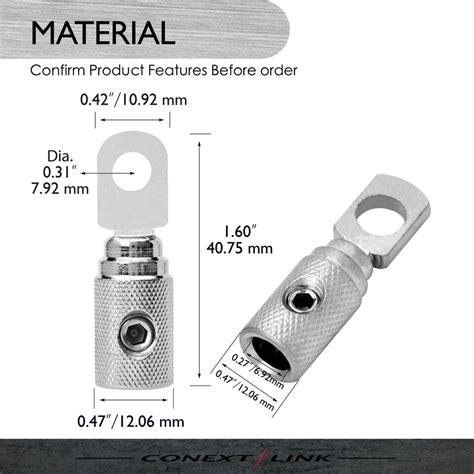 2 Set Screw Power Ring Terminal 8GA AWG Gauge 5 16 8mm Hole Brass