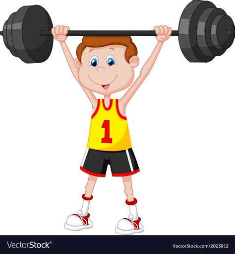 Cartoon Man Lifting Weights