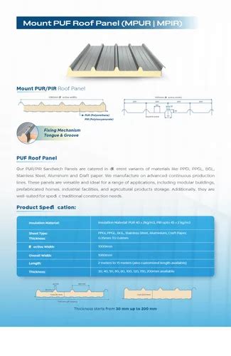 Mount Roof Color Coated Insulated Sandwich Puf Panel At Rs Square