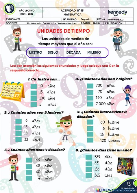 Medidas De Tiempo Free Worksheet Artofit