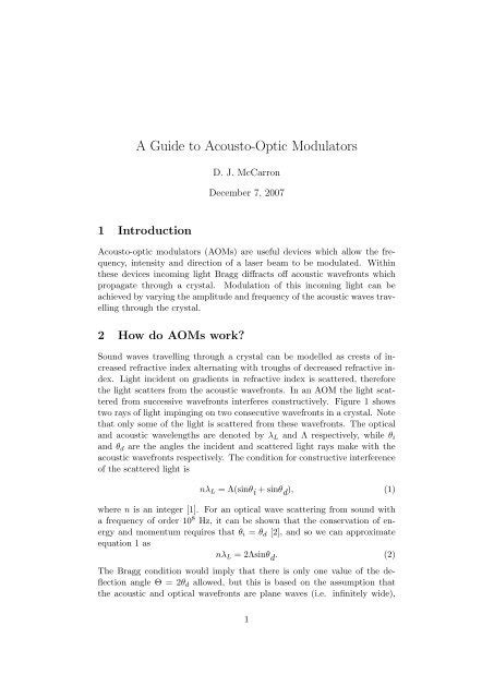 A Guide To Acousto Optic Modulators