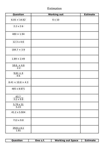 Estimating Lesson And Worksheets Teaching Resources