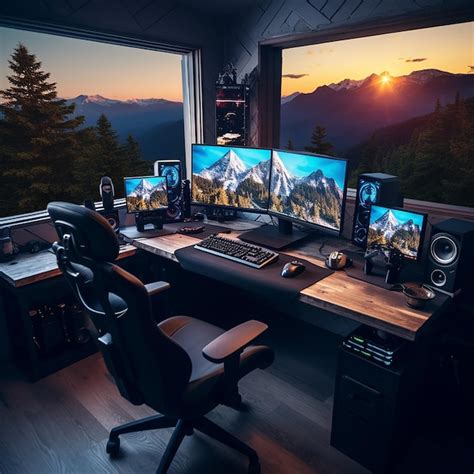 Premium Photo | Ultimate Gamers Haven Gaming Computer Desk Setup