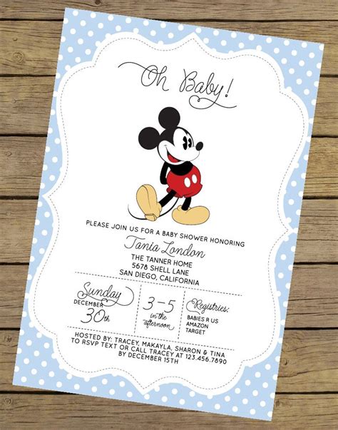 Printable Mickey Mouse Baby Shower Invitations Baby Mickey Baby