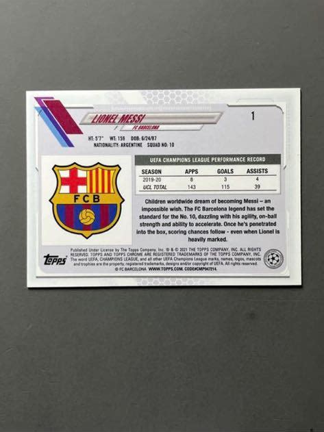 Lionel Messi メッシ LEO 2020 21 Topps TOPPS CHROME Uefa Club competitions