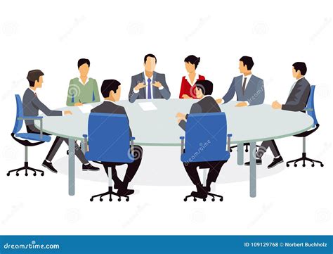 Business Meeting At Conference Table Stock Vector Illustration Of