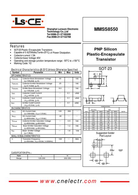 MMSS8550 DataSheet Lunsure Electronic