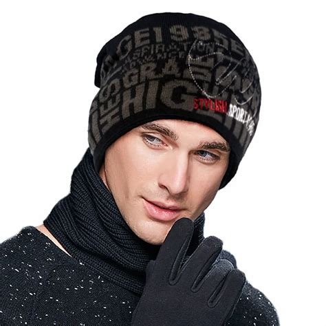 Male Knitted Wool Hat Men S Winter Warm Wool Knitting Cap Skullies