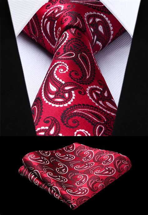 Woven Men Colorful Tie Red Paisley Necktie Handkerchief Set Tp839r8s Party Wedding Classic