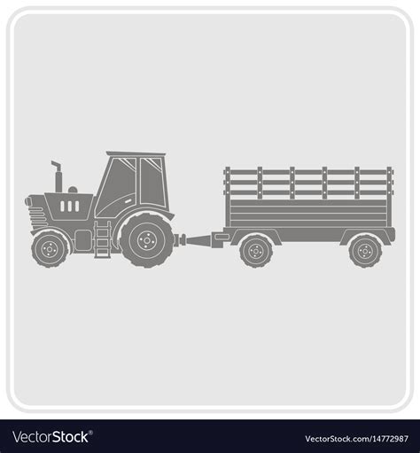 Icon With Farm Tractor And Trailer Royalty Free Vector Image