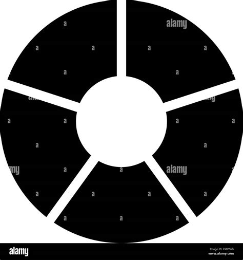 Circle division infographic icon. Pie chart divided five equal parts. Pizza or donut round ...