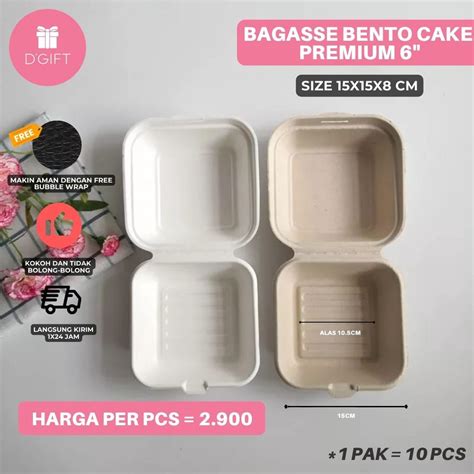 Jual 10pcs Bagasse Box Bento Cake Burger Korean Lunch Box Tart Mini Dus