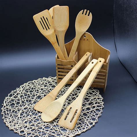 P S Conjunto De Bambu Utens Lio Cozinha Ferramentas De Cozinha De