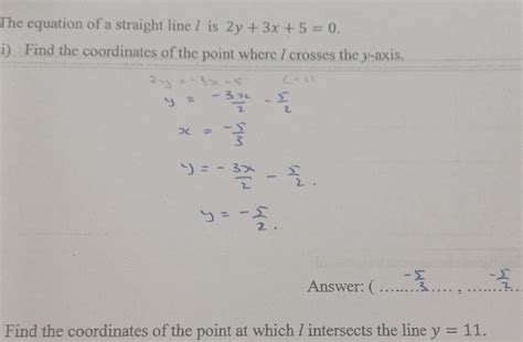 Solved The Equation Of A Straight Line Is 2y3x50 I Find The