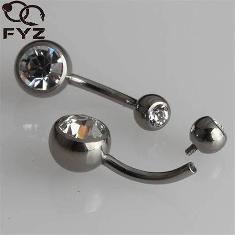 Internally Threaded G23 Titanium Belly Button Rings 14g Double Gems