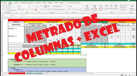 Metrado De Columnas Concreto Acero Encofrado Excel Youtube