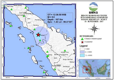 Peta Isoseismal Gempabumi Padang Sidempuan Sumut 15 September 2017 BMKG