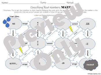 Classifying Real Numbers Maze By Wendy Cimbora TPT