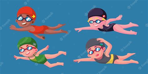 Premium Vector | Cartoon vector swimmer. various swimmer set characters ...