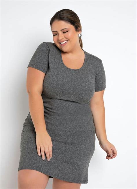 Vestido Mescla Mangas Curtas Plus Size Queima De Estoque