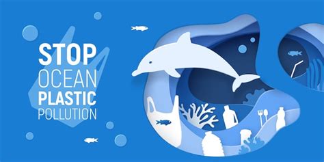 Premium Vector Ocean Plastic Pollution Paper Cut Underwater