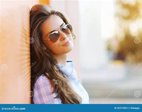 Summer Fashion Portrait Pretty Sensual Woman In Sunglasses Stock Image