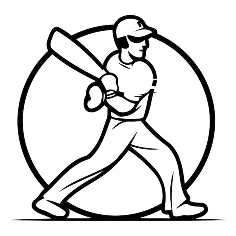 Premium Vector Baseball Player With Bat And Ball Line Art Vector