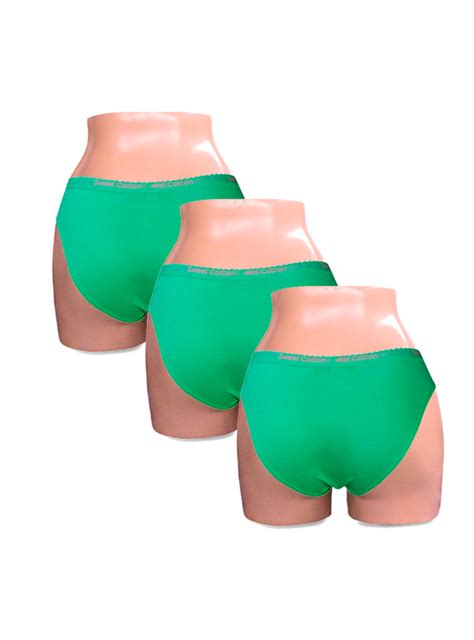 Ripley PACK X3 BIKINI ALGODÓN MUJER SWEET COTTON VERDE 399 KIWI