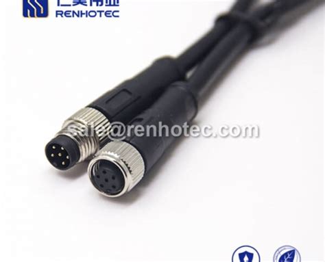 M Overmolded Cable A Code Pin Male To Female Straight Solder Cm