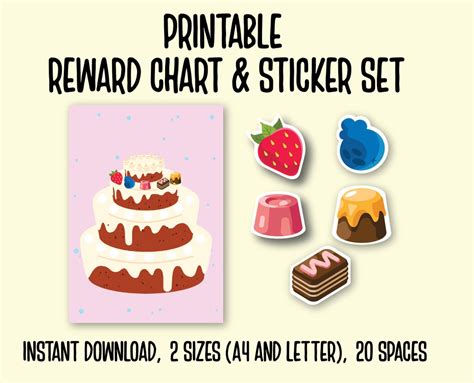 Reward Chart and Sticker Set Printable Reward Sheet Reward - Etsy