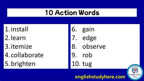 10 Action Words In English English Study Here