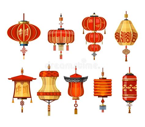 Chinese Lantern Lamps, China New Year Decoration Stock Vector ...