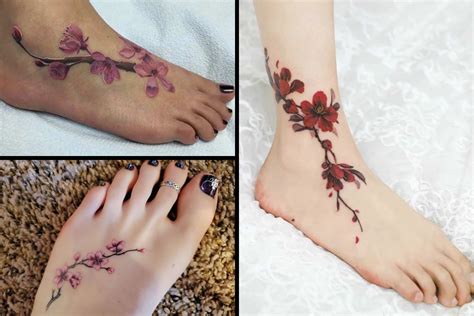 Cherry Blossom Ankle Tattoo Designs