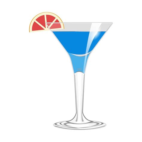 Copa de martini con cóctel azul Vector Premium