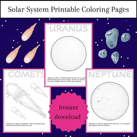 Solar System Printable Coloring Book Pages for Kids in Preschool ...